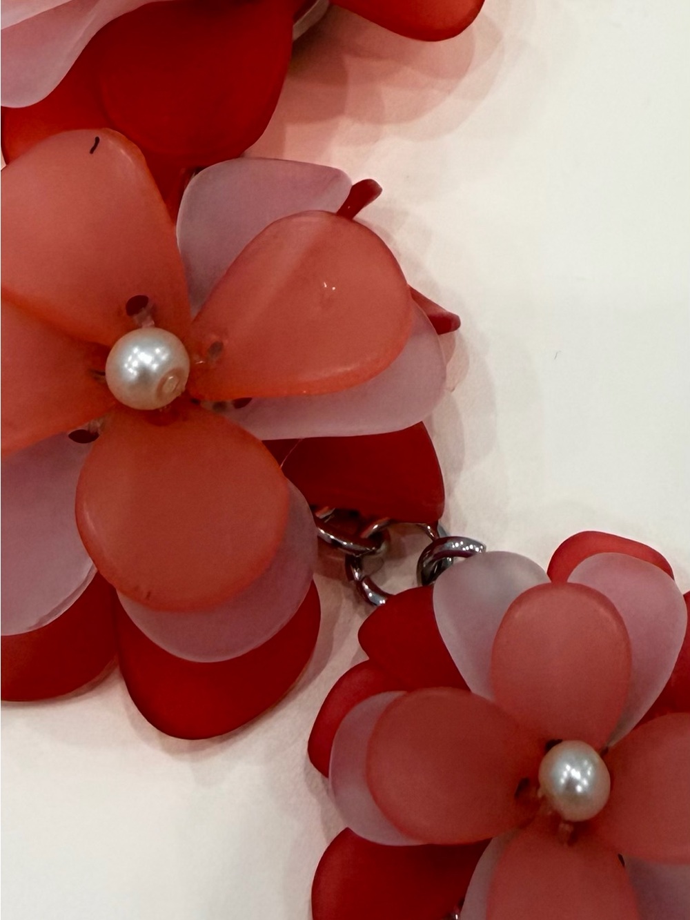 Charming Charlie Coral and Pink Floral Necklace - Picture 3 of 9
